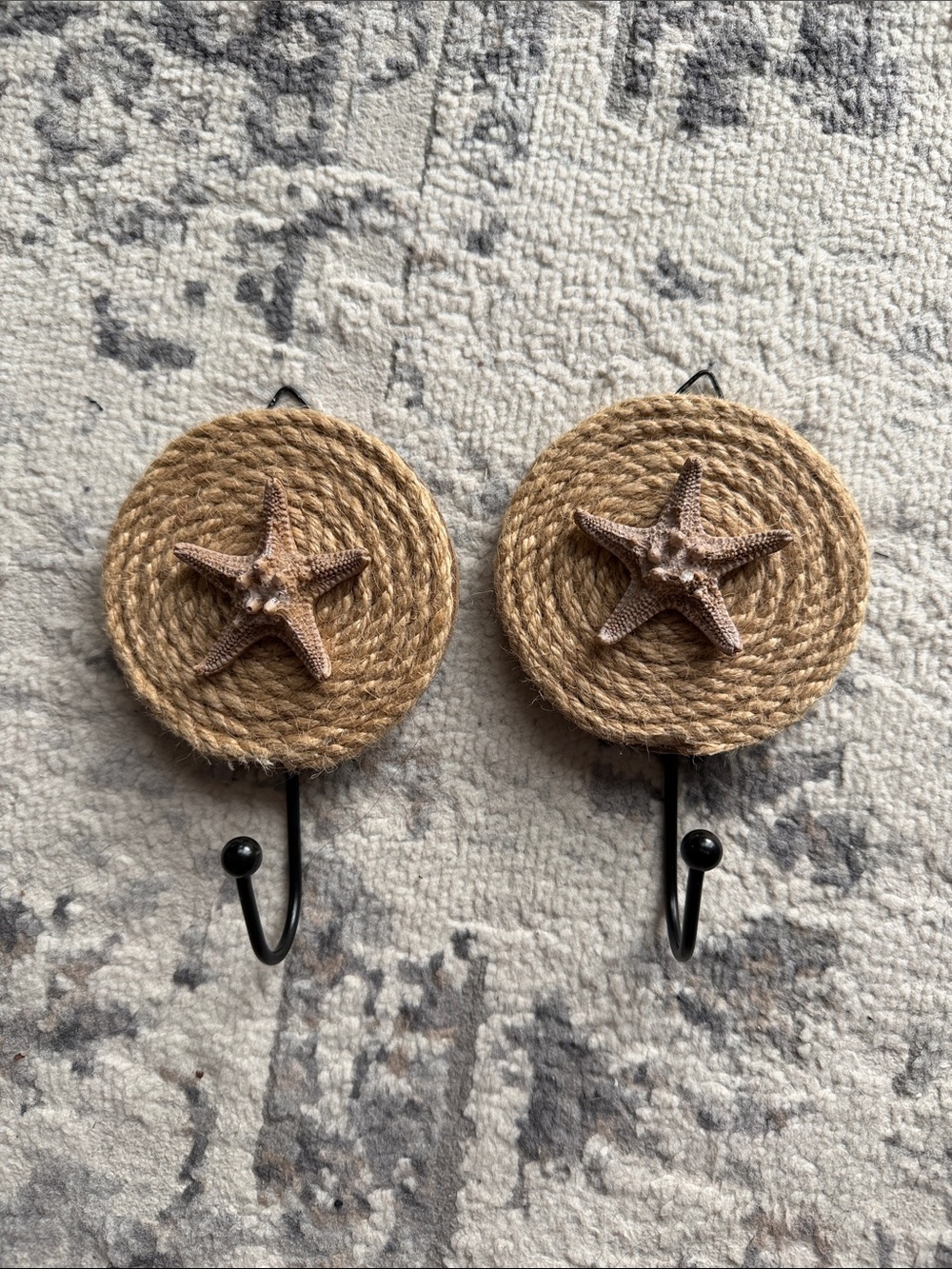 Starfish Coastal-Themed Jute Rope Wall Hooks